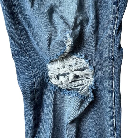 Kancan Womens Stormy High Rise Mom Jeans Size 13/30 Button Fly Grunge Distressed - Picture 3 of 11